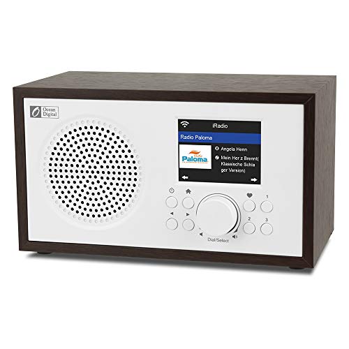 Ocean Digital Wi-Fi Internet Radios WR100F FM Digitale Radio with Altoparlante Bluetooth e Radio Sleep, Aux in, 26000+ Stazioni, 2.4"Display a Colori, Airmusic Control APP(Noce + Bianco)