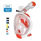 Unigear Masque de Plongée, Masque Snorkeling Plein Visage 180° Visible, Antibuée Anti-Fuite sous-Marine, 2019 Nouveau Version Snorkel Masque avec la Support pour Caméra de Sport (Blanc-Orange, S/M)