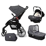 Casualplay Match 3 Loop - Silla de paseo con chasis negro + CasualplayCot + Baby 0+