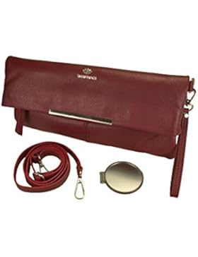 Echt Leder Clutch aus softem Rindsleder von TONI&FRIENDS® mit Schminkspiegel, kurzer Handschlaufe und langem Trageriemen