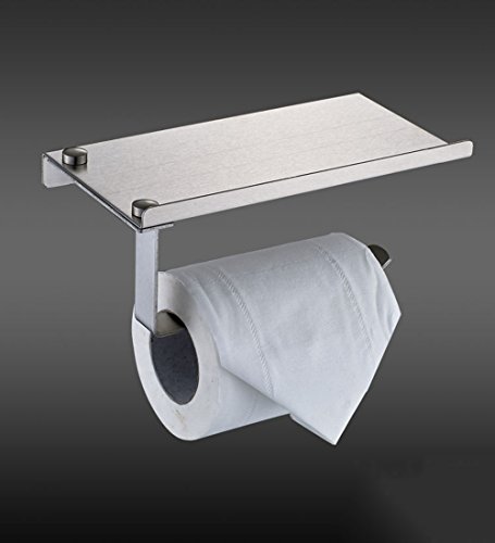 PUNICOK Toilettenpapierhalter, WC-Rollenhalter, Klopapierhalter aus robustem, hochwertigem Edelstahl matt - zur Wandmontage , 18 x 9 x 6.5 cm