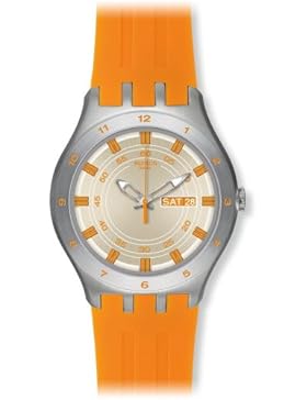 Swatch Herren-Armbanduhr XL Irony New Big Apricotime Analog Quarz Silikon YTS712