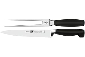 ZWILLING Set de 3 couteaux (3 pièces: Couteau à Larder/Garnir, Couteau à Viande, Couteau de Chef), Acier Inoxydable, Manche Noir, série Four Star