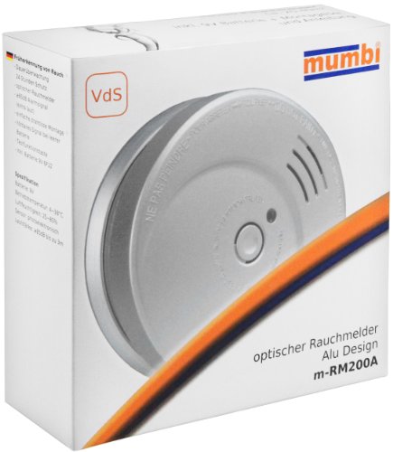 mumbi VDS Rauchmelder RM200A in Aluminium Optik / Feuermelder / Brandmelder geprüft nach DIN EN 14604 - 2