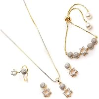 Tradhivilla Unique Stylish Pendant Necklace Jewellery Set | Elegant AD/American Diamond Studded Set Crystal White Gold…