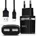 Produktbild NAUCI / HOCO Huawei MediaPad M5 Lite Schnell Ladeadapter Ladekabel USB Dual Netz Ladegerät, Farbe:Schwarz