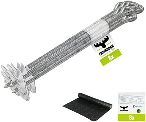 FATMOOSE Anchors EasyFix XL Ground Anchor 8-Piece Set + FATMOOSE 3W Sand Protection Foil 250x250cm for Climbing Frames, playcentres, Stilt Houses and Wendy Houses