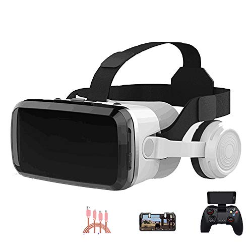 YANJINGYJ 3D VR Glasses Virtual reality glasses, Head-mounted Bluetooth connection Support 3.5-6.0 inch iPhone/Android phone Suitable for games/movies,Black,Package5