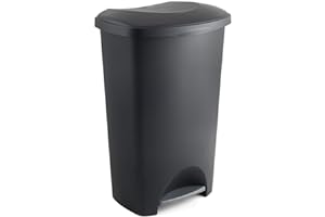 Addis Plastic Family Kitchen Utility Bin, 50 Litre, New Black with Silver Pedal