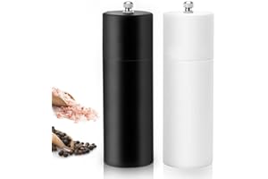 BOCHION Macina Pepe, Macina Sale e Pepe in Legno, Saliera e Pepiera Manuale con Ceramica Regolabile, Macina Spezie Perfetta Conservazione di Sale Pepe, Sale Marino, Pepe in Grani