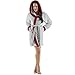 Produktbild CelinaTex Damen Bademantel mit Kapuze, Flauschiger Sherpa-Fleece, kurzer Saunamantel für Wellness Spa, 5000648, Trend Morgenmantel Serie Kos XS grau Bordeaux