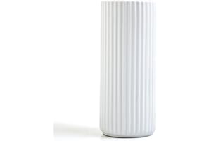 JUZAI 20 CM Vaso Fiori a Coste Bianco Ceramica per Pampas, Vaso Cilindrico Decorativo da Interno Design Moderno Elegante Classici