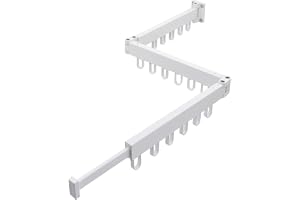 MUYIRTED Utdragbart torkställ 3-vägs väggmontering, 128 cm vitt torkställ med 18 krokar, aluminium, vikbart, för balkonger, s