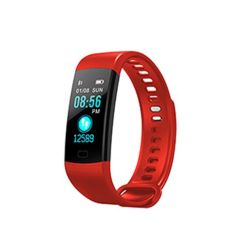 Preisvergleich Produktbild Lionina Smart-Fitness-Tracker-Armband, multifunktional, buntes Display, Herzfrequenz Blutdruck, Schlafmonitor, Schrittzähler, Smart-Watch, 4 Farben, rot, Free Size