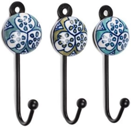 Set of 3 Metal and Ceramic Hooks 10 cm