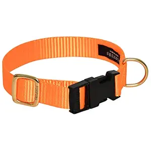 FORFURS Dog Collar Large (18-27) inch Classic Snap Collar, Durable Belt for Large Dogs (Neon Orange)