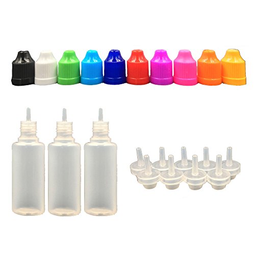 20 Pack x 20ml LDPE Plastikware Leere Squeezable Dropper Flaschen mit Spitzen Abdeckung Bottles ( Flaschen + Mischfarbe Abdeckung + Spitzen )