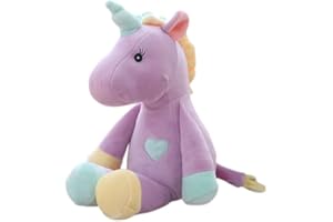 Georgie Porgy Children's Plush Unicorn Cuddly Toy Stuffed Toy Newborn Toy Plush Toy Cushion Unicorn Gifts for Girls (Purple 33 cm)