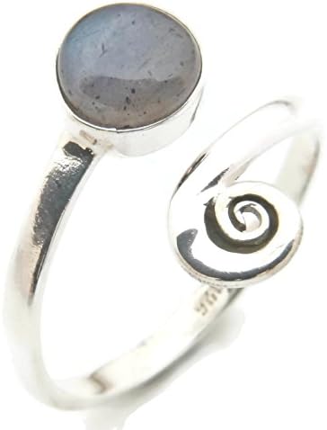 Ring 925 sterling silver Labradorite verstellbar (No: MRI 102)
