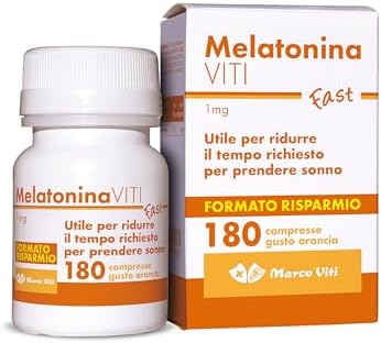 Melatonina Viti Fast - 180 Compresse Orodispersibili, Integratore per il Sonno al Gusto Arancia, Aiuta a Ridurre il Tempo per Addormentarsi, Senza Glutine e Senza Lattosio