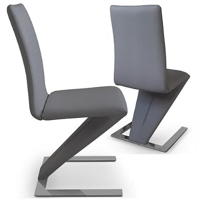 Menzzo Y820B Contemporain Flash Lot de 2 Chaises Inox Gris 49 x 45,5 x 93 cm