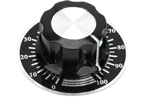 YWBL-WH 5 UNIDS Perilla Potenciómetro Moleteada, Control Volumen Cap, Dial Digital Placa Escala MF-A03 - Negro