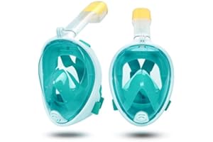 THETREASURESCARE Snorkel Mask,180°view Snorkelling Mask Set Panoramic Full Face Design-Sports Camera Compatible Free Breath Diving Mask with Anti-fog and Anti-leak Technology for Adults and Kids