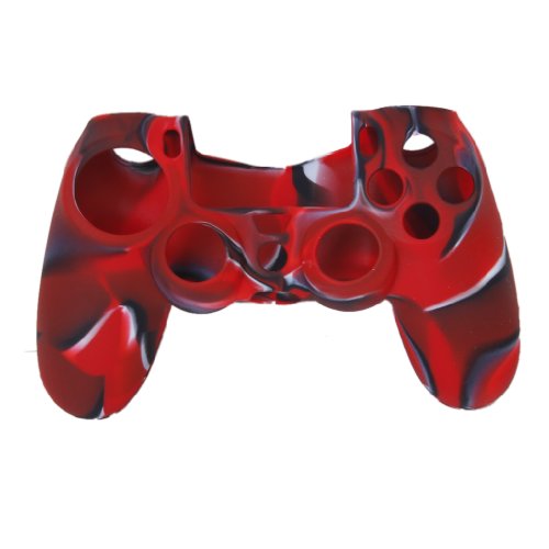Skin Camo Silikon Schutzhülle für PS4 Controller - Rot mit Schwarz