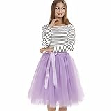 Tyhbelle Damen 7 Layer lang Tutu Tüll Röcke Gefalteter mit Gummizug Lolita Petticoat Tuturock (Lavendel) - 