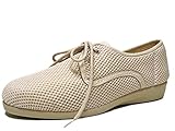  Zapatilla Mujer Calle DOCTOR CUTILLAS en Tejido Licra Color Beige, Cierre Cordones - Ancho Especial - 10202-336 (38 EU, Beige)