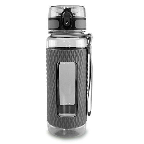 SMARDY Tritan Botella de Agua para Beber Gris - 700ml - de plástico sin BPA - Tapa de un Clic - fácil de Abrir - ecológica - Reutilizable