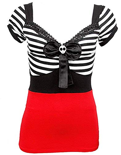 The Studio Deluxe Jessica Louise - Pin Up Longtop - Sailor (Noir/Rouge) - Noir - Large