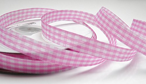 Karoband 50m x 10mm rosa Geschenkband Dekoband Schleifenband Schmuckband