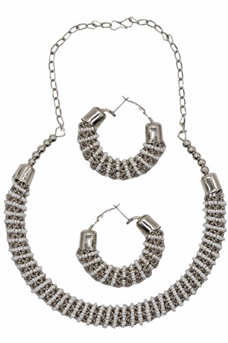 Grah Nakshatra Silver Plated Snake Necklace with Earrings Set for Women