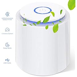 Purificateur d'air HEPA, Filtre à Charbon Actif, Ultra Silencieux, Fonction Aromathérapie,2 Mode Loniseur d'allergie, Fumée, Moisissure, Pollen,Poils d'animaux à la Maison, Bureau