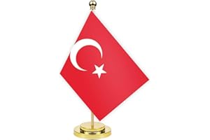 PETITE PINE Türkiye Schreibtisch Flagge, 30cm großes kleines TürkenTürken Banner im Freien, winziges Drucken Dekor für Büro Home Tisch desk Türkiye