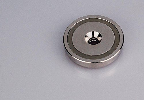 Neodym Magnet mit Chromblende und Bohrloch, bis 16 kg, Durchmesser 25,4 mm, Magnethalter, Rundmagnet - 4