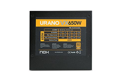 NOX Urano VX 650W Bronze Edition 650W ATX Negro  Naranja unidad de - Fuente de alimentaci  n  650 W  200 - 240  47 - 63  Activo  120 W  600 W 