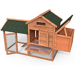 VOUNOT Poulailler en Bois avec Pondoir et Perchoir Accueillant 2 Poules Poulailler 151 x 62 x 92cm avec Un Toit Imperméable et Porte verrouillable Idéal pour Poules Petits Animaux Lapins
