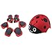 Produktbild YAKOK Fahrradhelm Kinder Set, 7Stück Käfer Tier Kinder Helm Set mit Schutzausrüstung für Mädchen Jungen 3-12 Jahre für Fahrrad Skateboard Scooter Reiten Skater Size 50-54cm (Rot)