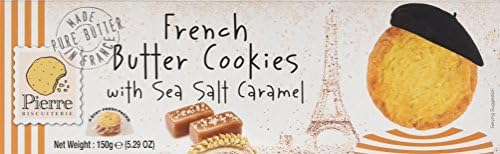 PIERRE BISCUITERIE French Butter Cookies with Sea Salt Caramel, 135 g, Pack of 5