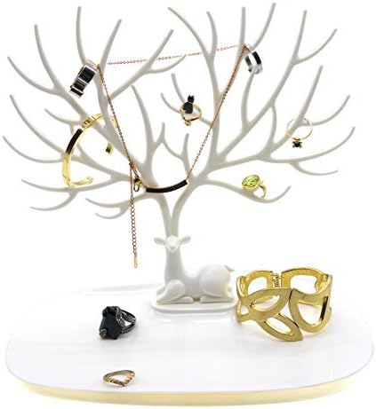 Jewellery Stand Jewellery Holder Jewellery Organiser for Rings Necklace Birhday Gifts for Her - white deer
