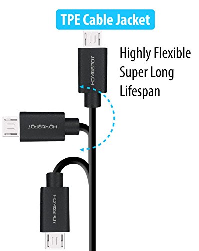 HomeSpot ® Quick Charge, Schnell-Lade & Datensynchronisierungs Micro-USB auf USB Kabel – High Speed Datentransfer mit 480Mbps für Android Geräte – Samsung, LG, HTC, Google, Kindle, Sony, Nokia (13CM – 4er Pack Schwarz) - 3