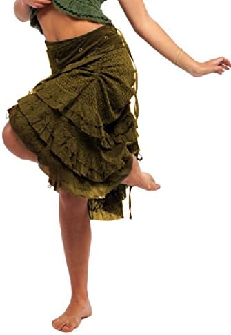 FLAMENCO SKIRT, wrap Skirt, GYPSIE skirt, Parachute skirt, rouched skirt (mustard)