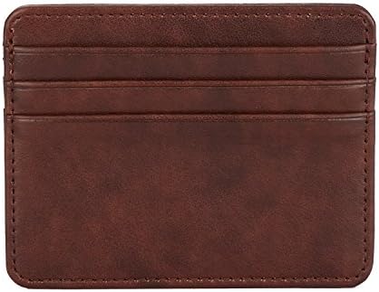 Men's Leather Wallet Credit Card Case Holder - Unique Credit Card Purse For Men (Brown)