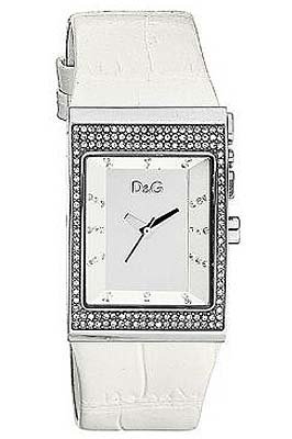 Dolce & Gabbana DW0155 Women's Analog Quartz Watch with White Leather Strap