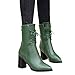 Produktbild Geili Stiefeletten Damen Schnürstiefel Halbschaft Spitze Stiefel High Heels Lederstiefel mit Blockabsatz Kurzschaft Schnürstiefeletten Wasserdicht Hohe Boots Stöckelschuhe