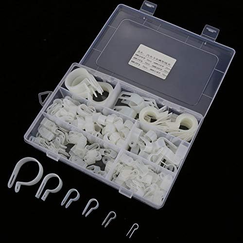 P Fastener Clips - Delaman Nylon Plastic Clamps, 200pcs Assorted, for Cable Conduit Kit (Color : White)