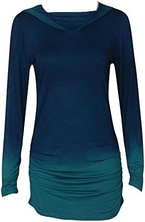 Sport Hoodies Kangrun Long Sweatshirt Teen Tops Slim Fit Gradient Color Shirt Casual Long Sleeve Blouse Fashion Hooded Gym Pullover Tops Jumper Sweater (Blue, L)