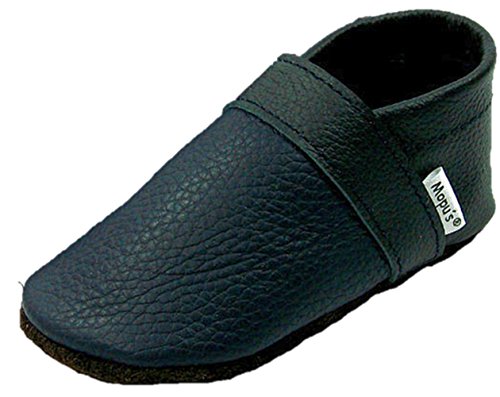 Mopu's® Krabbelschuhe - Lederpuschen in uni blau - handgemachte Markenqualität aus Deutschland